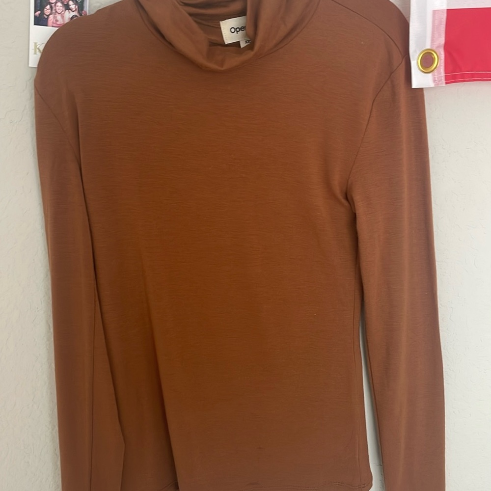 Open edit, brown, long sleeve turtleneck